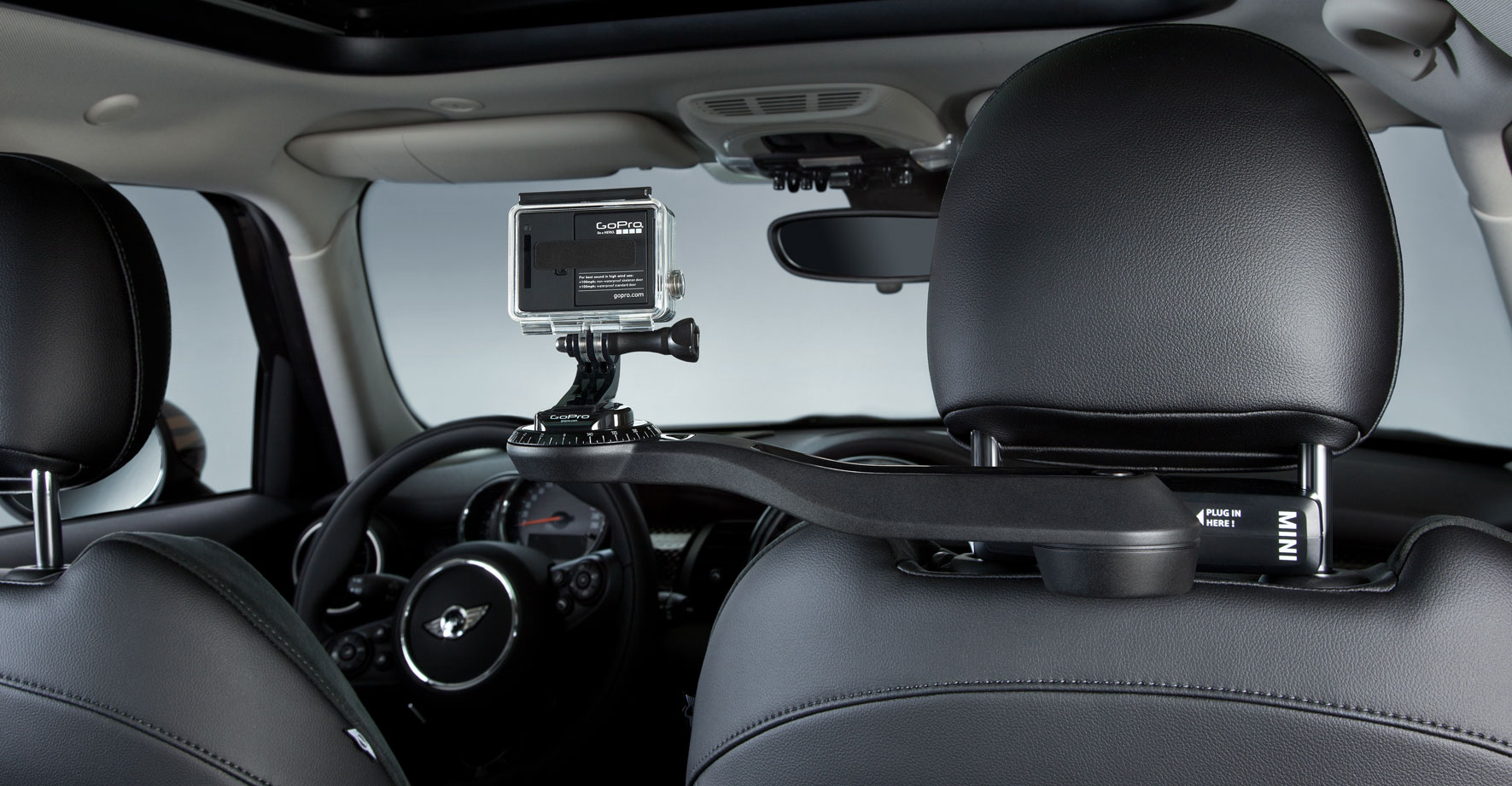 MINI GoPro Zubehör – Kamerahalterung im Fahrzeuginnenraum, Produktfotografie und Bildbearbeitung: ZP Medienwerk