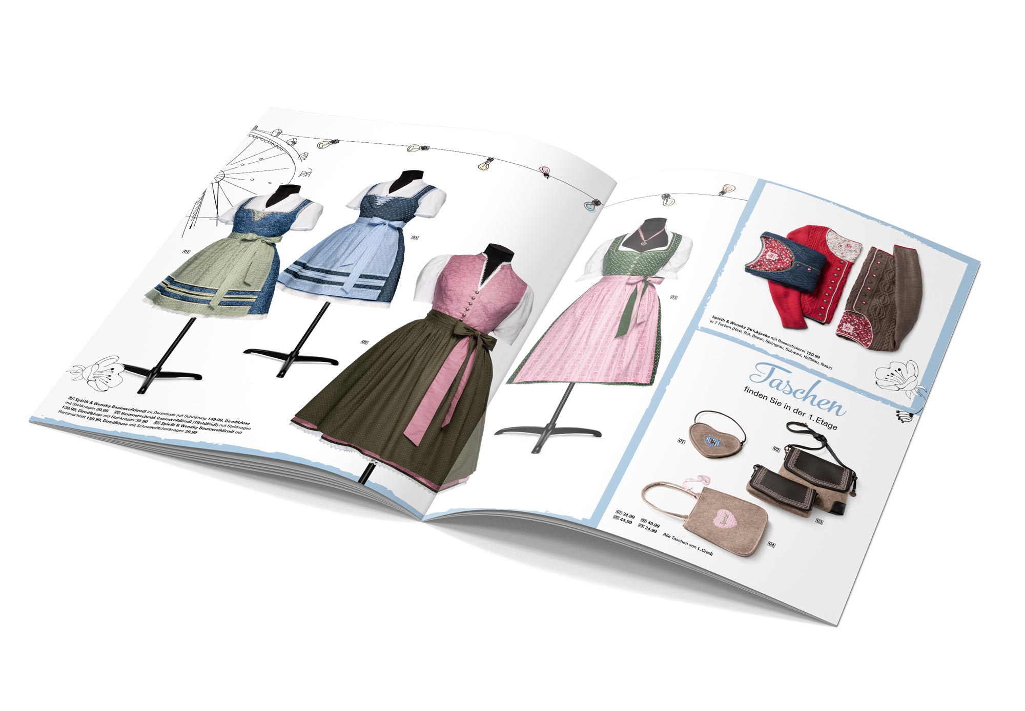 Aufgeschlagener Wiesn-Beileger Galeria Kaufhof: Dirndl-Kollektion und Trachten-Taschen von L-Credi