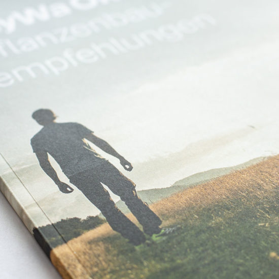 Cover der BayWa Pflanzenbauempfehlungen: Silhouette eines Landwirts auf einem Getreidefeld, BayWa-Schriftzug oben.