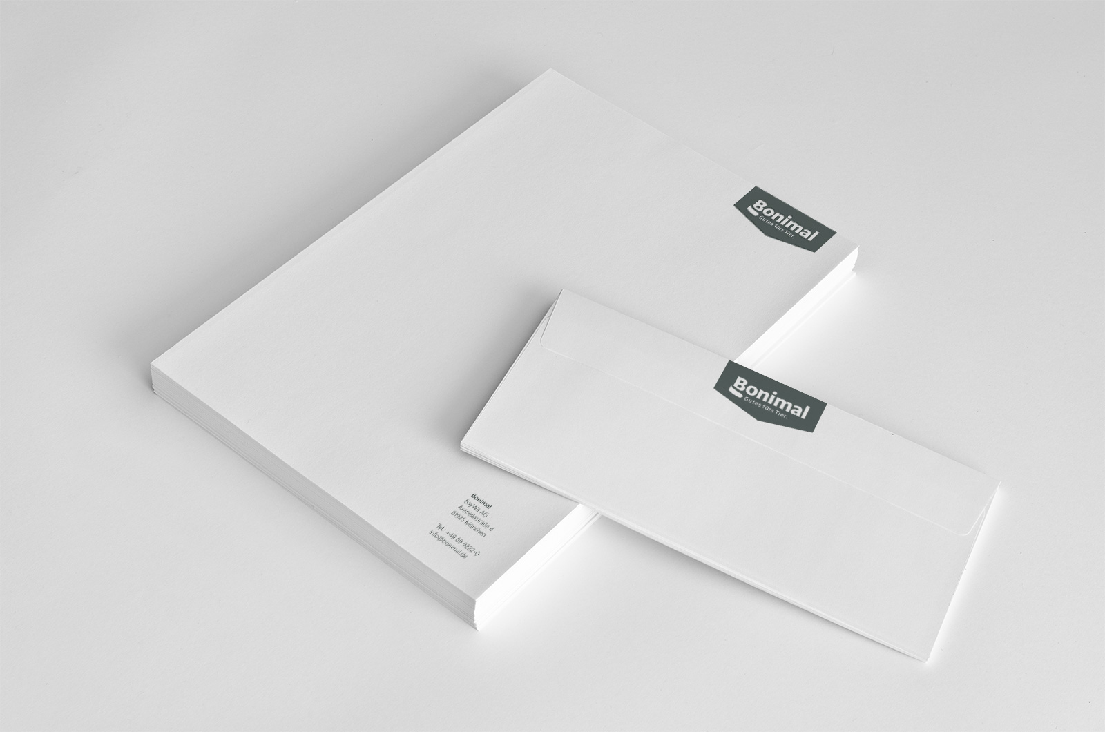 Bonimal Corporate Design – Briefpapier und Kuverts, Geschäftsausstattung: ZP Medienwerk