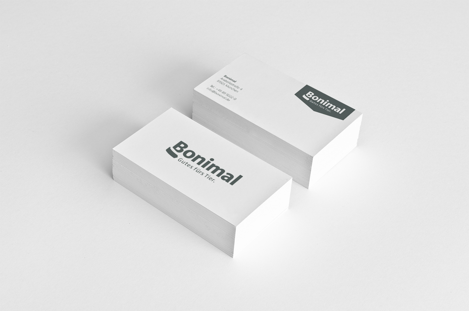 Bonimal Corporate Design – Visitenkarten Vorder- und Rückseite, Geschäftsausstattung: ZP Medienwerk
