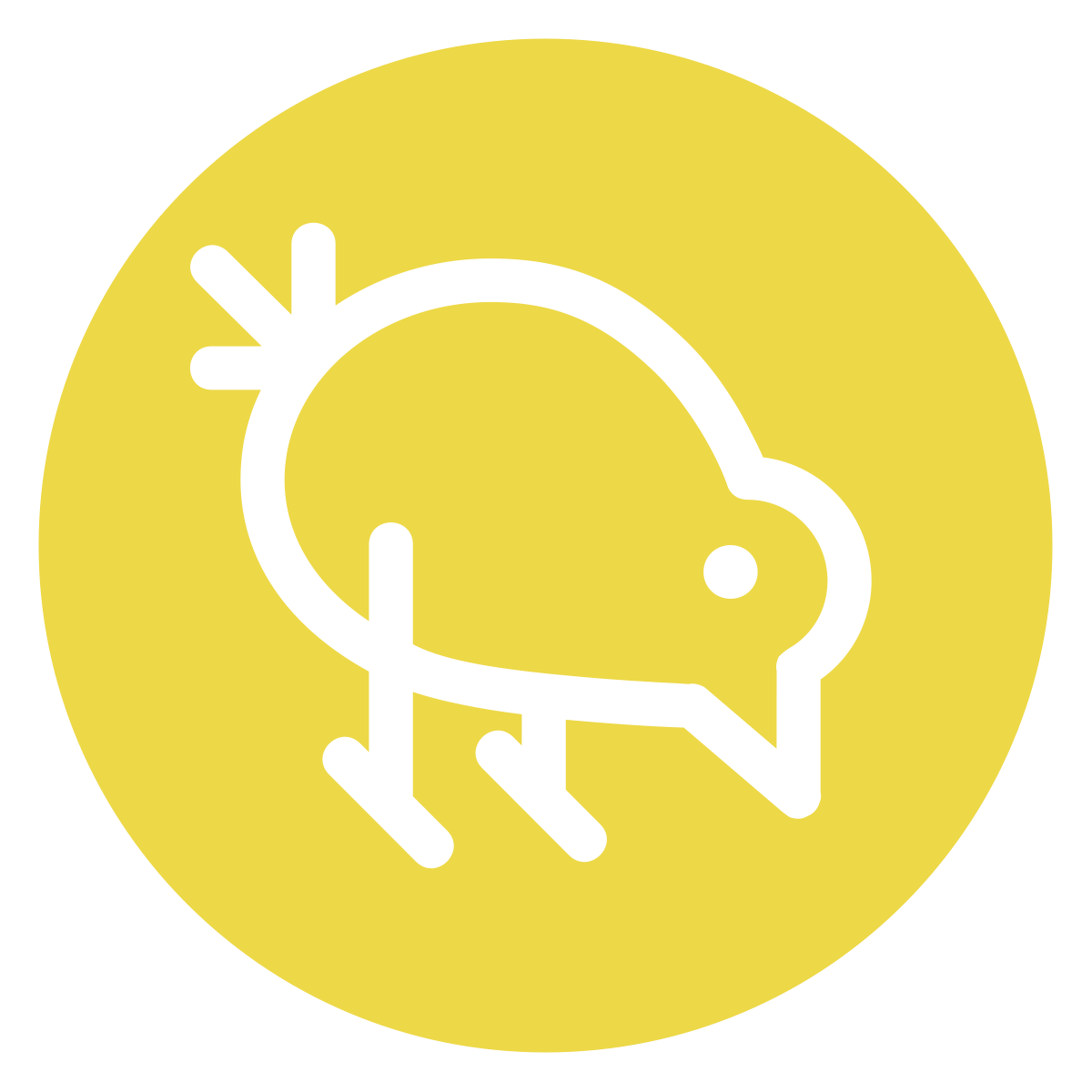 Bonimal Submarken-Icon Geflügel – gelber Kreis mit weißem Hühnerkopf, Icon-Design: ZP Medienwerk