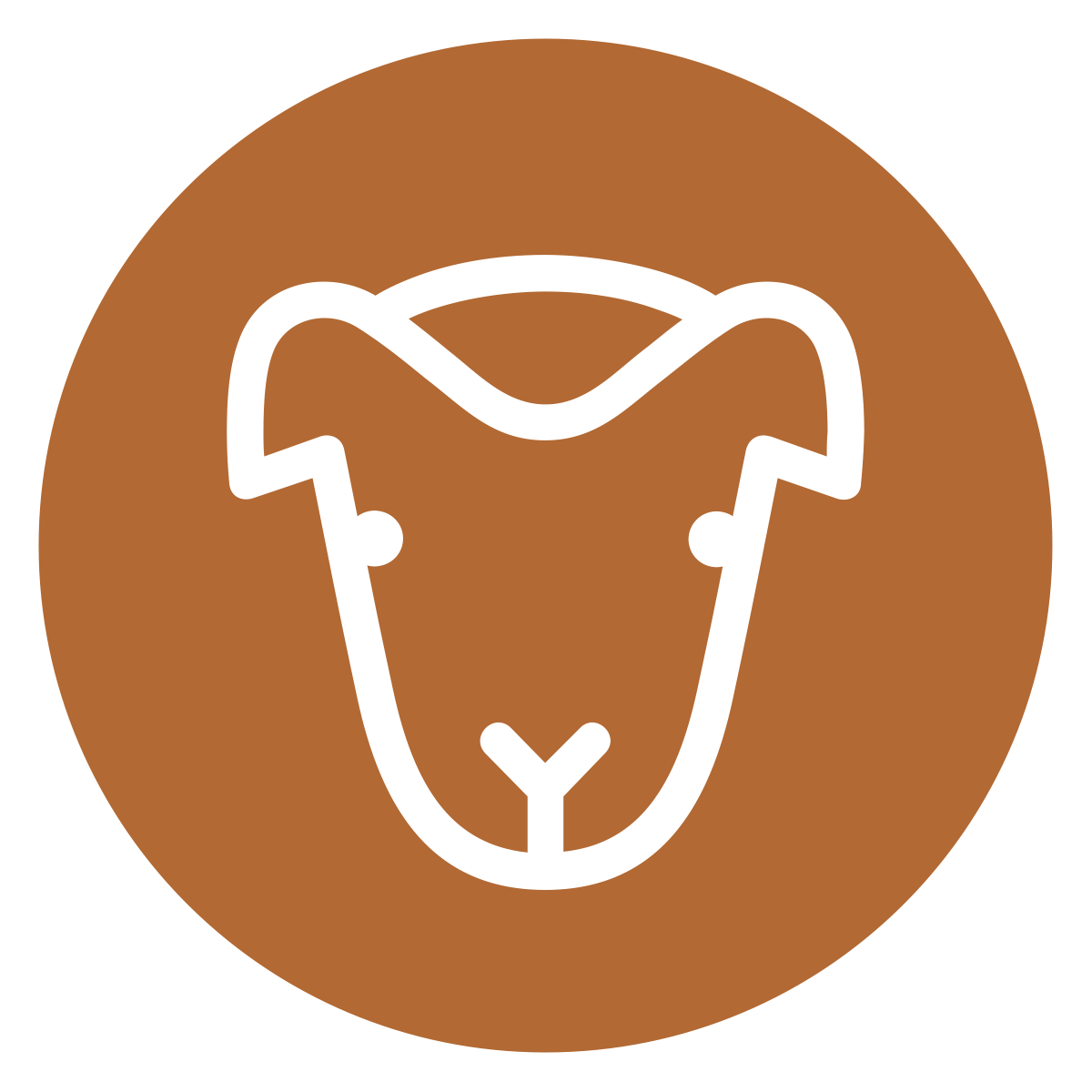 Bonimal Submarken-Icon Lamm – brauner Kreis mit weißem Lammkopf, Icon-Design: ZP Medienwerk
