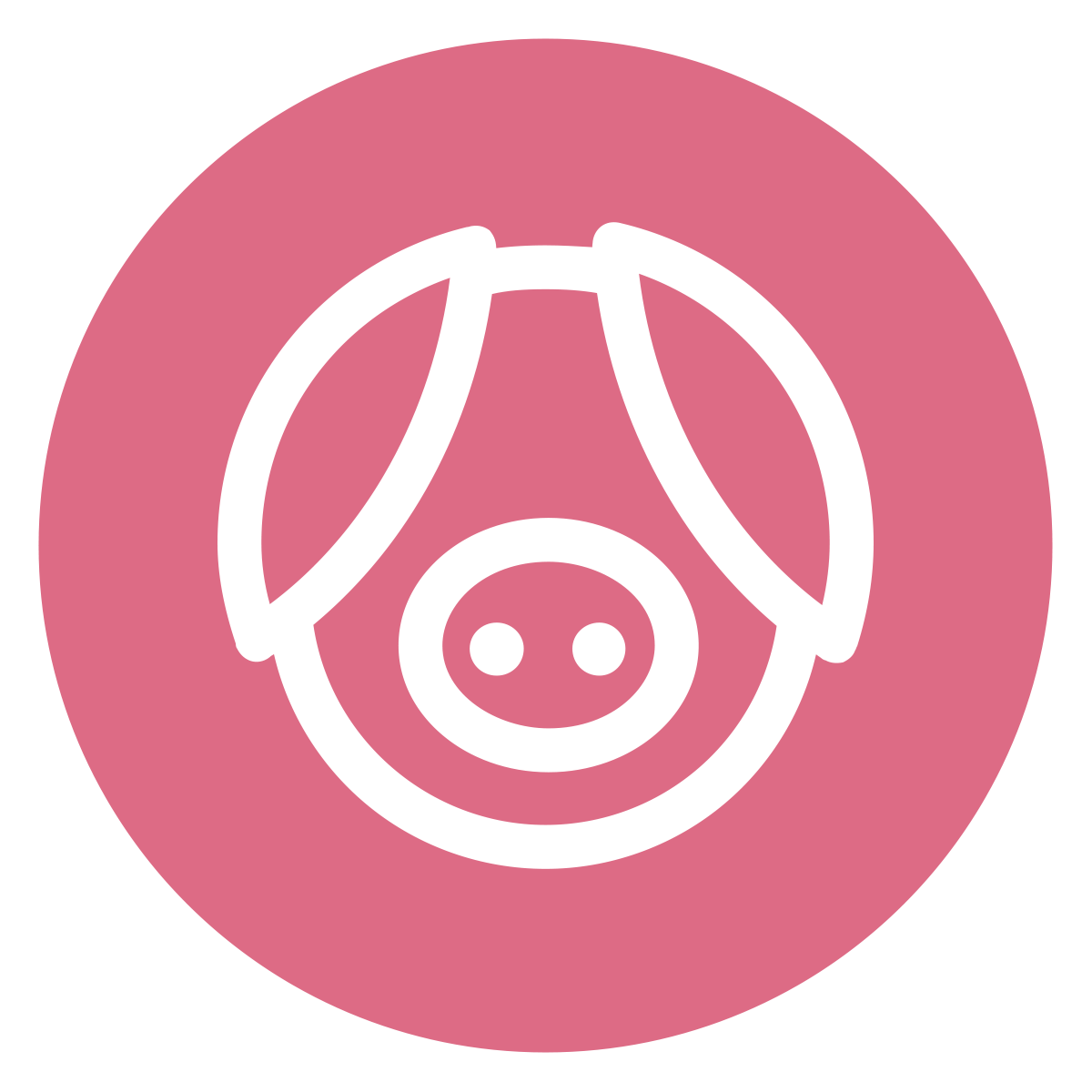 Bonimal Submarken-Icon Schwein – pinker Kreis mit weißem Schweinekopf, Icon-Design: ZP Medienwerk