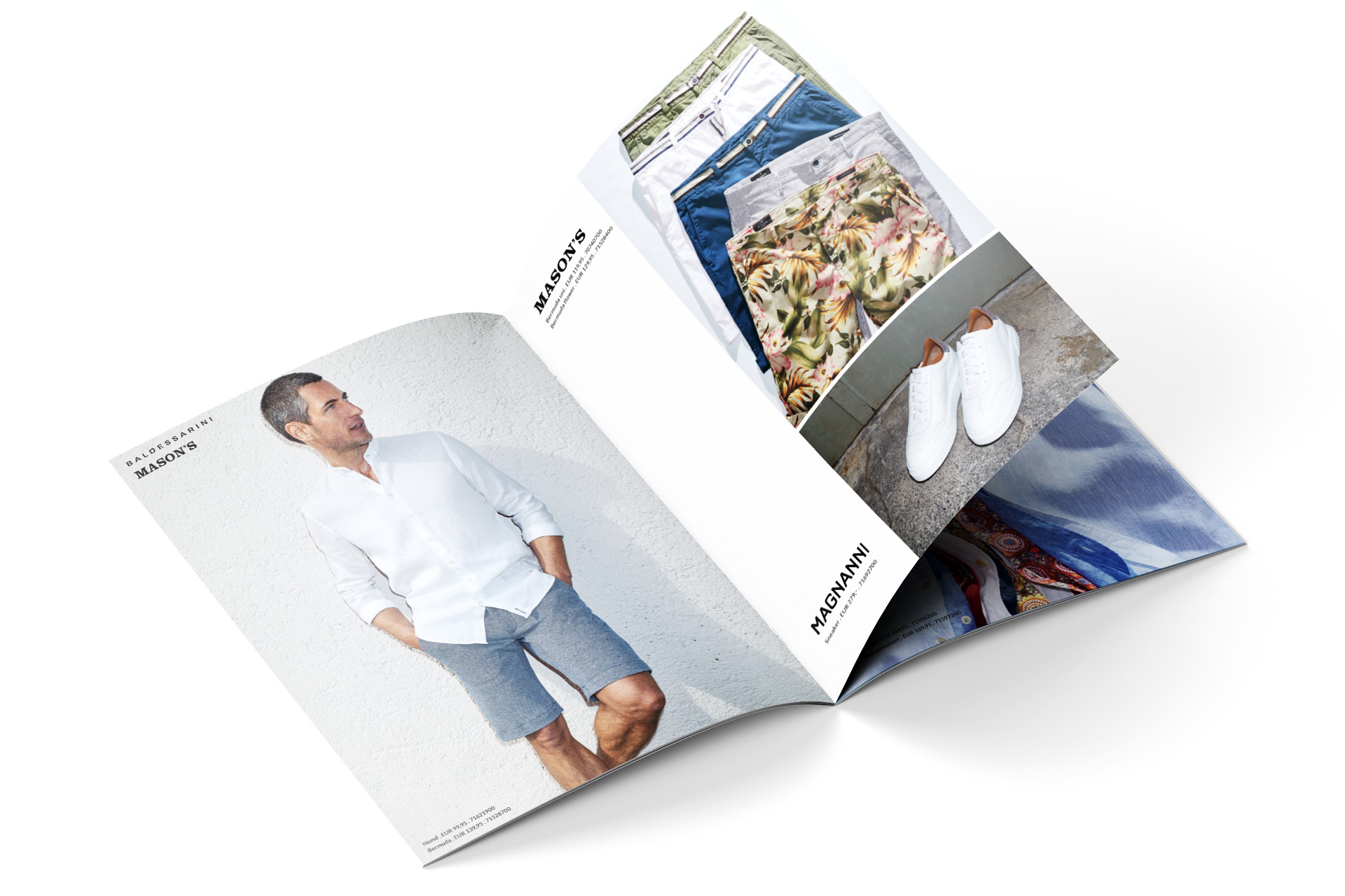 Eckerle Katalog – Innenseiten mit Mason's, Magnanni und Baldessarini Sommerkollektion, Bildbearbeitung: ZP Medienwerk