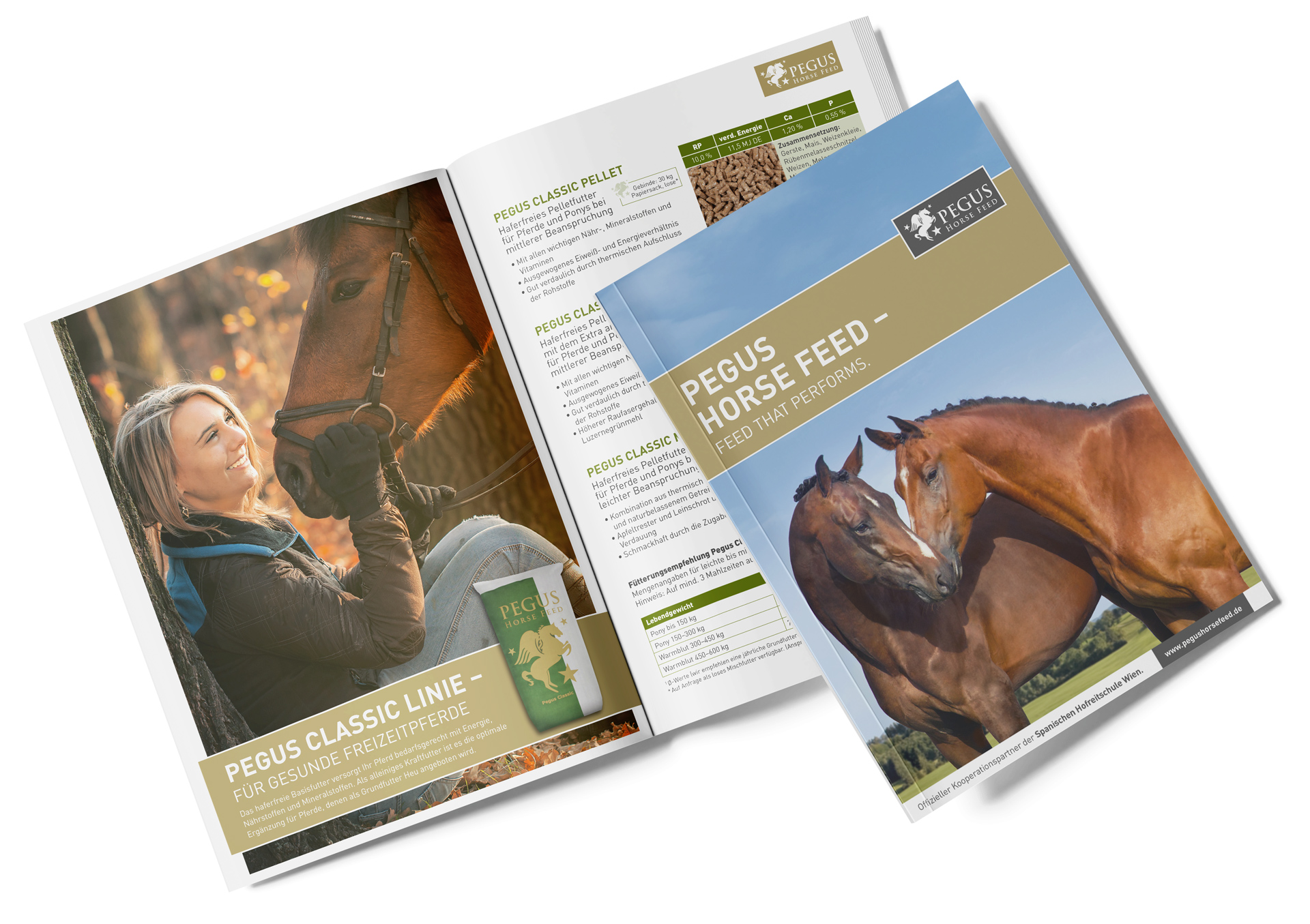 Broschüre für Pegus Horsefeed – Printdesign im neuen Corporate Design, gestaltet von ZP Medienwerk München