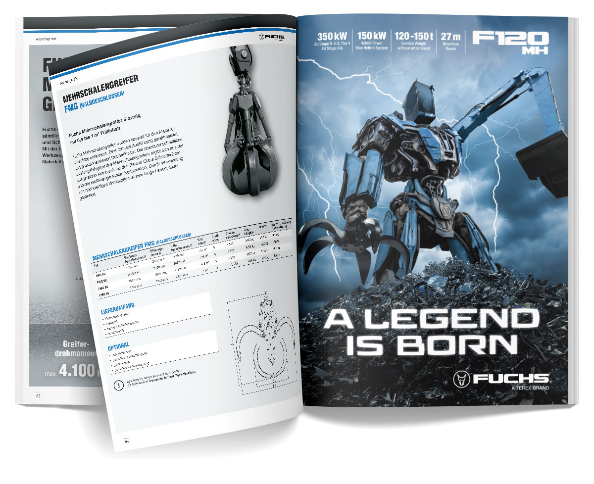 Printanzeige zur FUCHS F120 MH Kampagne mit Headline „A Legend Is Born“