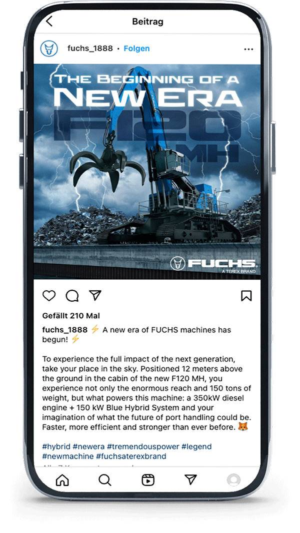 Instagram-Reveal zur FUCHS F120 MH mit technischer Leistungsbeschreibung