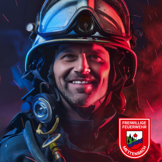 Jubiläumsvisual 150 Jahre Freiwillige Feuerwehr Mettenbach – KI-generiertes Keyvisual von ZP Medienwerk München