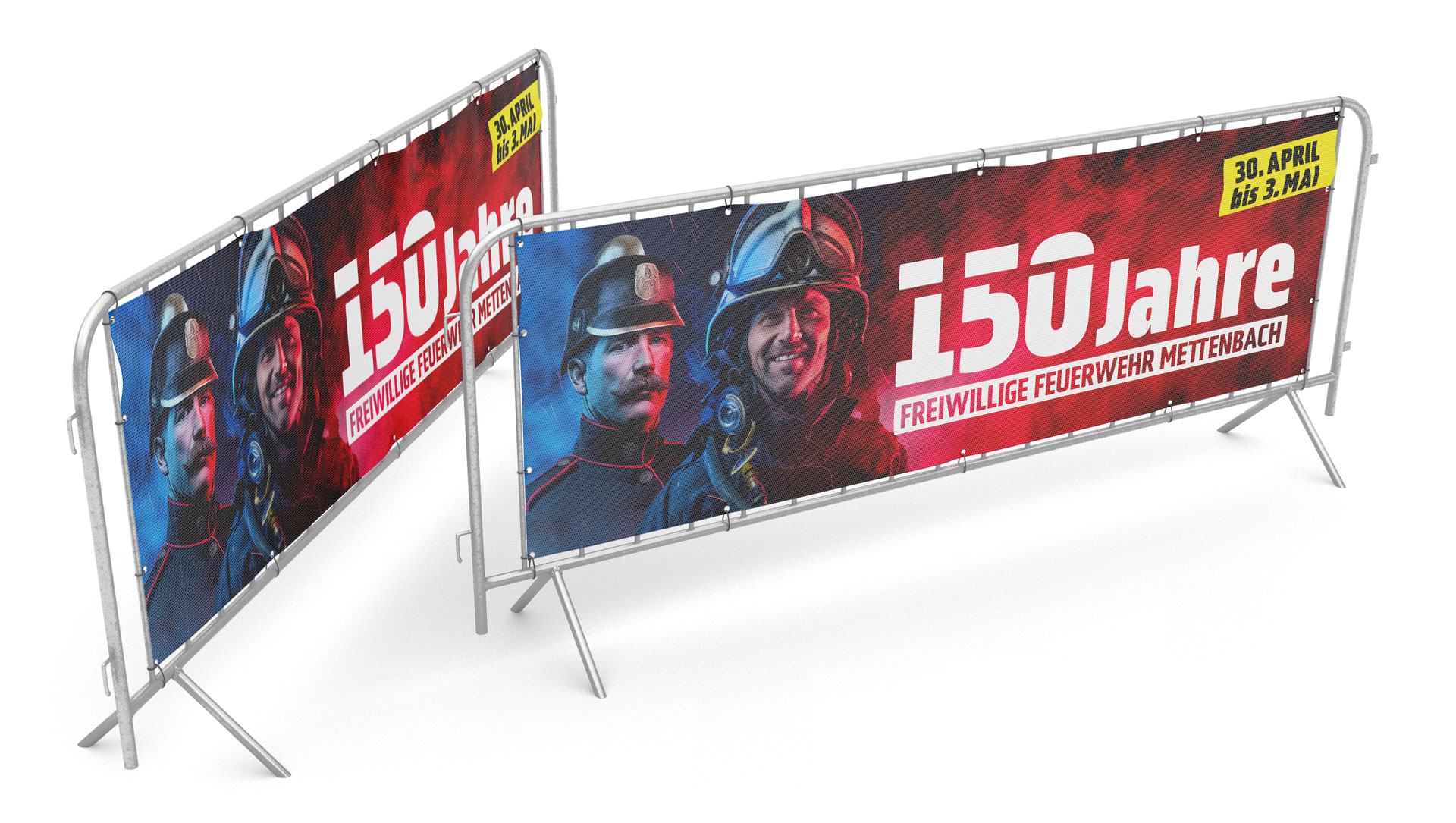 Zaunbanner zum 150-jährigen Jubiläum der FFW Mettenbach – großformatige Außenwerbung von ZP Medienwerk München