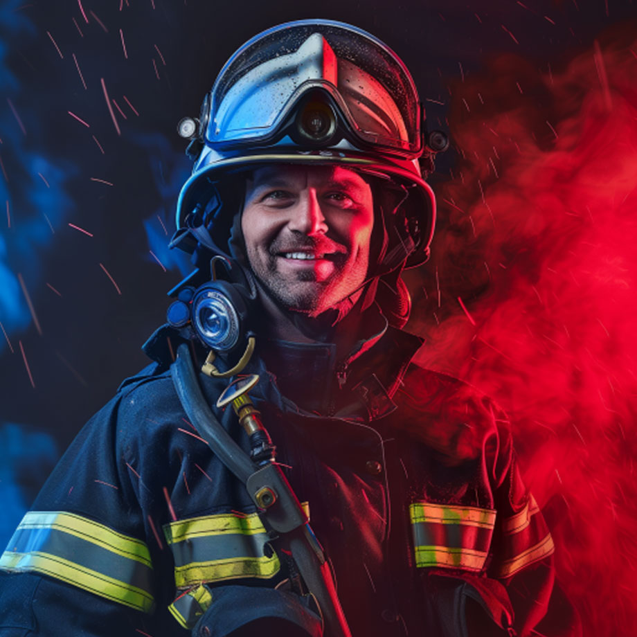 KI-generiertes modernes Portrait eines Feuerwehrmanns für das 150-Jahre-Jubiläum der FFW Mettenbach – ZP Medienwerk